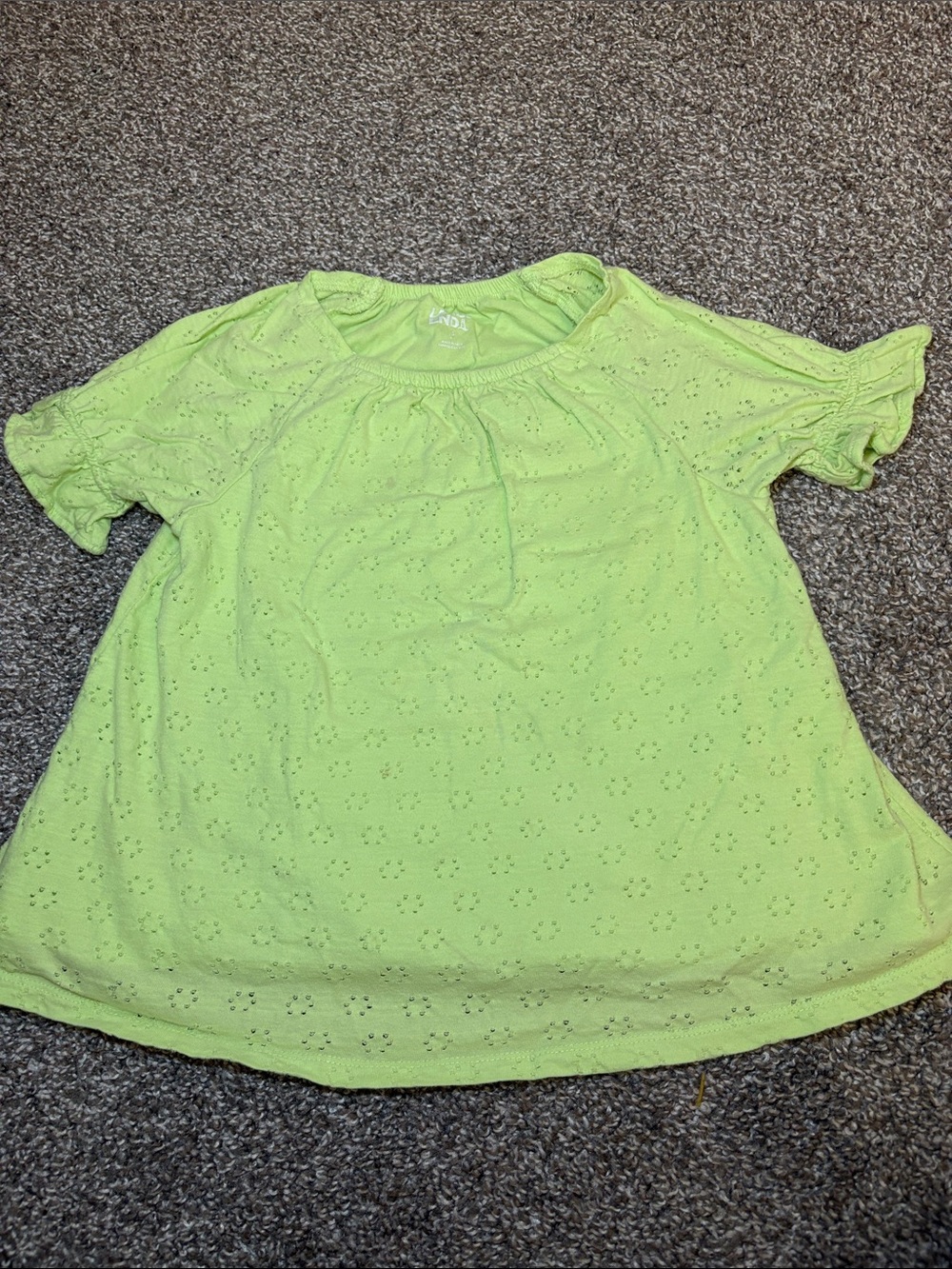 Lands' End Lime Green Eyelet Short Sleeve Top
